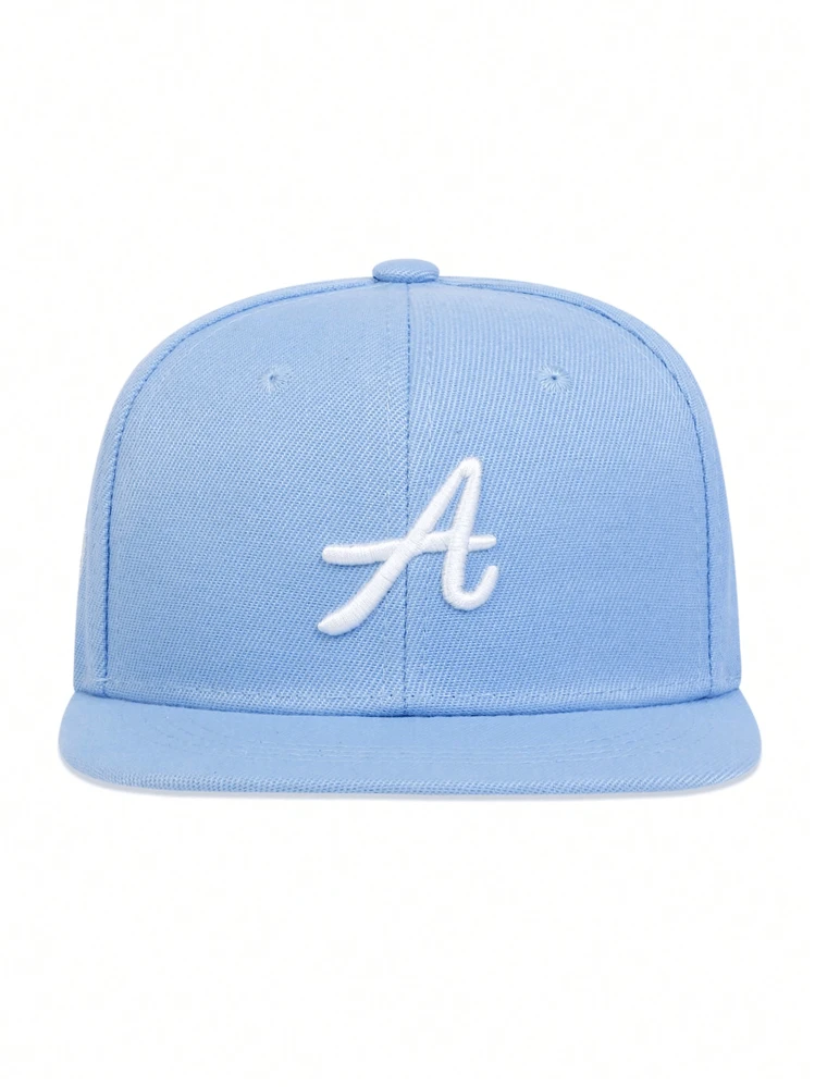 1 Pieza Sombrero De Sol Para Niños Neutro Y Ajustable Con Diseño De Bordado De Letra Y Patrón Lateral Para Viajar - Celeste - Añade 3