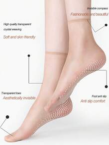 10 Par/pack Calcetines Transparentes De Puntos De Gel De Silicona Antideslizantes Para Mujer, Medias De Cristal Ultrafinas Sin Costuras Antideslizantes Para Verano, Longitud Corta Hasta El Tobillo Y La Pantorrilla, Antigancho 5d, Alambre De Acero, Nailon, Seda Helada, Calcetines Invisibles , Calcetines Con Máscara