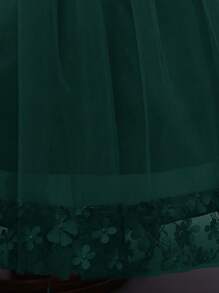 Young Girl Solid Color Sleeveless Elegant Dress With 3D Flower And Bow Decor