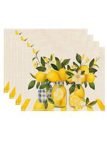4pcs Phong cách Bắc Âu Chanh Mẫu Đối với Bàn , Chống nóng Ăn uống , Đệm tách Đối với Ly cà phê Và Bát , Có thể giặt được , Bữa tiệc ngày lễ Và Gia đình Phòng bếp Đồ trang trí Quân nhu Đối với , Khách sạn , Và Nhà - Màu be - Xem 3