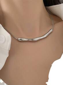 VceTd 1條簡約、中性的鋼材竹簍設計吊墜項鍊,適合女性日常佩戴或作為派對禮物 - style1-LW003 - 查看 5