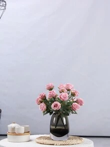 1朵手工藝術玫瑰花束,絲綢和鑽石裝飾,非常適合家居、婚禮、派對裝飾 - 淺粉色 - 查看 4