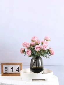 1朵手工藝術玫瑰花束,絲綢和鑽石裝飾,非常適合家居、婚禮、派對裝飾 - 淺粉色 - 查看 3