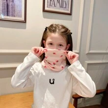 3 件装儿童卡通印花围脖，女童防风保暖围巾，适合春秋冬夏季日常穿着，骑行防晒 - 彩色 - 查看 4