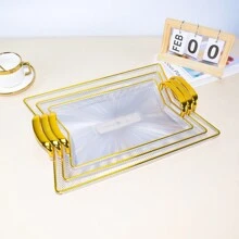 3pcs PET Plastic Decorative Trays For Coffee/Bathroom Storage - Clear - View 1