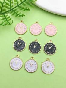 10入組時尚搪瓷時鐘吊墜,適用於手鍊、項鍊、耳環珠寶製作工藝配件