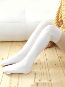 2 Piezas/paquete Medias Pantys De Niñas Con Diseños De Bloques De Colores - Blanco - Ver 5