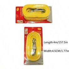 尼龍雙扁平車輛牽引繩,汽車緊急強力拖車繩,157.5 英吋 3 噸,附鷹鉤 - 黃色 - 查看 3