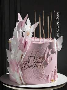 6pcs Gold-Plated Long Curved Candles For Birthday Cake Decoration