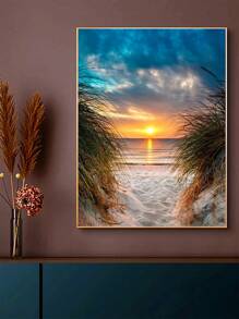 Peinture Au Diamant 5d Autocollant De Mosaïque De Diamant De Plage De , Art Moderne, Forme De Plein Cercle, Décoration Murale Pour La Maison, Salon