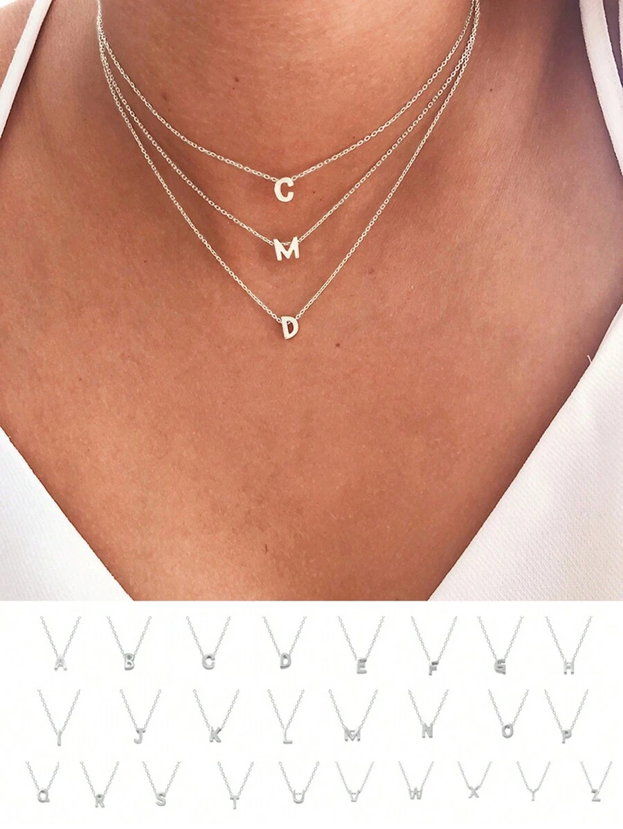 Dây chuyền chữ cái nhỏ bằng bạc Sterling S925, mạ vàng 14K, mặt dây chuyền tùy chỉnh 26 chữ cái A-Z, quà tặng trang sức cho Ngày Valentine.