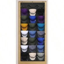 1pc 24-Pocket Baseball Cap Organizer - Outdoor Hat Holder, Protector And Display Shelf Hangers - Black - View 7