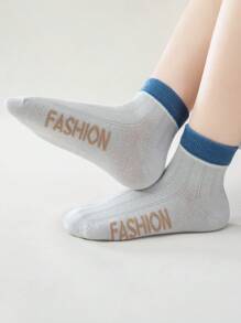 5pairs/Set Simple Solid Color Striped Socks For Boys - Multicolor - View 3