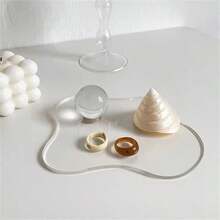 4件装透明亚克力金箔火漆密封不对称杯垫ins北欧创意家居隔热碗茶壶垫 - 無色 - 查看 4