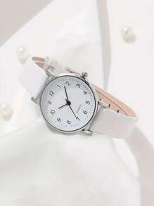 Bộ 6 chiếc/bộ đồng hồ thạch anh thời trang thanh lịch dành cho nữ & đồng hồ da giả và bộ trang sức hình trái tim, món quà hoàn hảo cho ngày lễ tình nhân và ngày lễ tình nhân - trắng - Xem 6