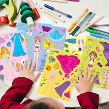 6 Hojas/pack Personalizado De Dibujos Animados Lindo Bricolaje De Princesa Rosa Que Cambia La Cara Del Rompecabezas De La Cara, Pegatinas De Pp De Animales De Juguete Para Niños Adecuados Para Botellas De Agua, Cascos, Equipaje, Regalos Para Niños Y Dibujos De Pegatinas - Multicolor - Ver 8