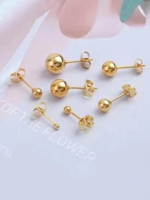 12pcs 2mm/3mm/4mm/5mm/6mm Golden Or Silver Butterfly Clasp Steel Ball Stud Earrings, 316l Stainless Steel Hypoallergenic Earrings, Unisex Ear Bone Stud Piercing Jewelry, Minimalist Style Ear Accessory Suit For Boys/Girls, Thanksgiving Day Best Gift For Family And Friends