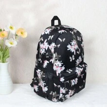 Juego De 2 Mochilas Negras Para Estudiantes (mochila Y Estuche), Con Diseño De Impresión De Dibujos Animados De Moda, Gran Capacidad De Tela De Nilón Y Tela Oxford, Suave E Impermeable, Adecuada Para La Escuela, El Trabajo Y Viajar, Como Regalo Para Estudiantes - Negro - Ver 3