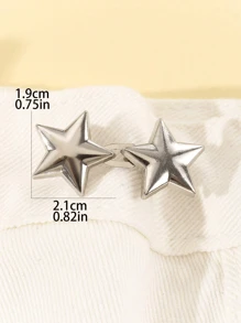 1對可調節可拆卸無需縫製的牛仔褲腰帶扣-對比星星設計的縮腰工具 - 銀色 - 查看 3