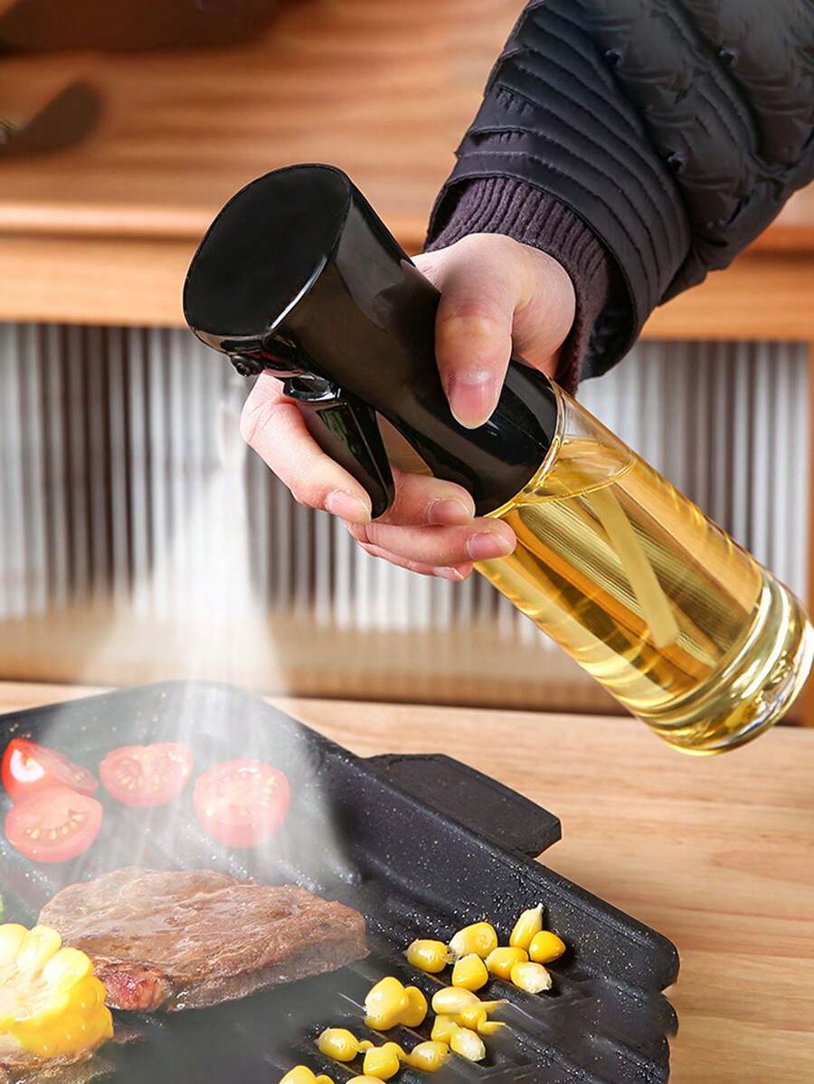 1 Pieza Botella De Control De Aceite A Prueba De Polvo De Tipo De Prensa Para El Uso En El Hogar, Para La Freidora De Aire Y El Rociador De Aceite De Cocina - Negro - Ver 1