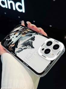 1 Stück Transparente Stoßdämpfer Anti-fall Modische Bergmuster Gedruckte Handyhülle Kompatibel Mit Apple-, Samsung- Und Xiaomi Redmi-serien