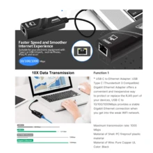 Adaptador De Red Ethernet Gigabit Usb 3.0, Adaptador Lan Con Cable Sin Controlador Compatible Con Tv, Computadora, Teléfono Y Dispositivos De Interfaz Rj45 - Negro - Ver 5