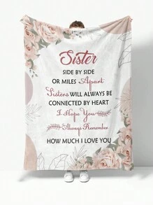 1pc Cartoon Envelope Pattern Flannel Throw Blanket, Home Room Decor, Picnics, Travels, Fluffy Cozy Blanket, Autumn Blanket, Gift For Sisters