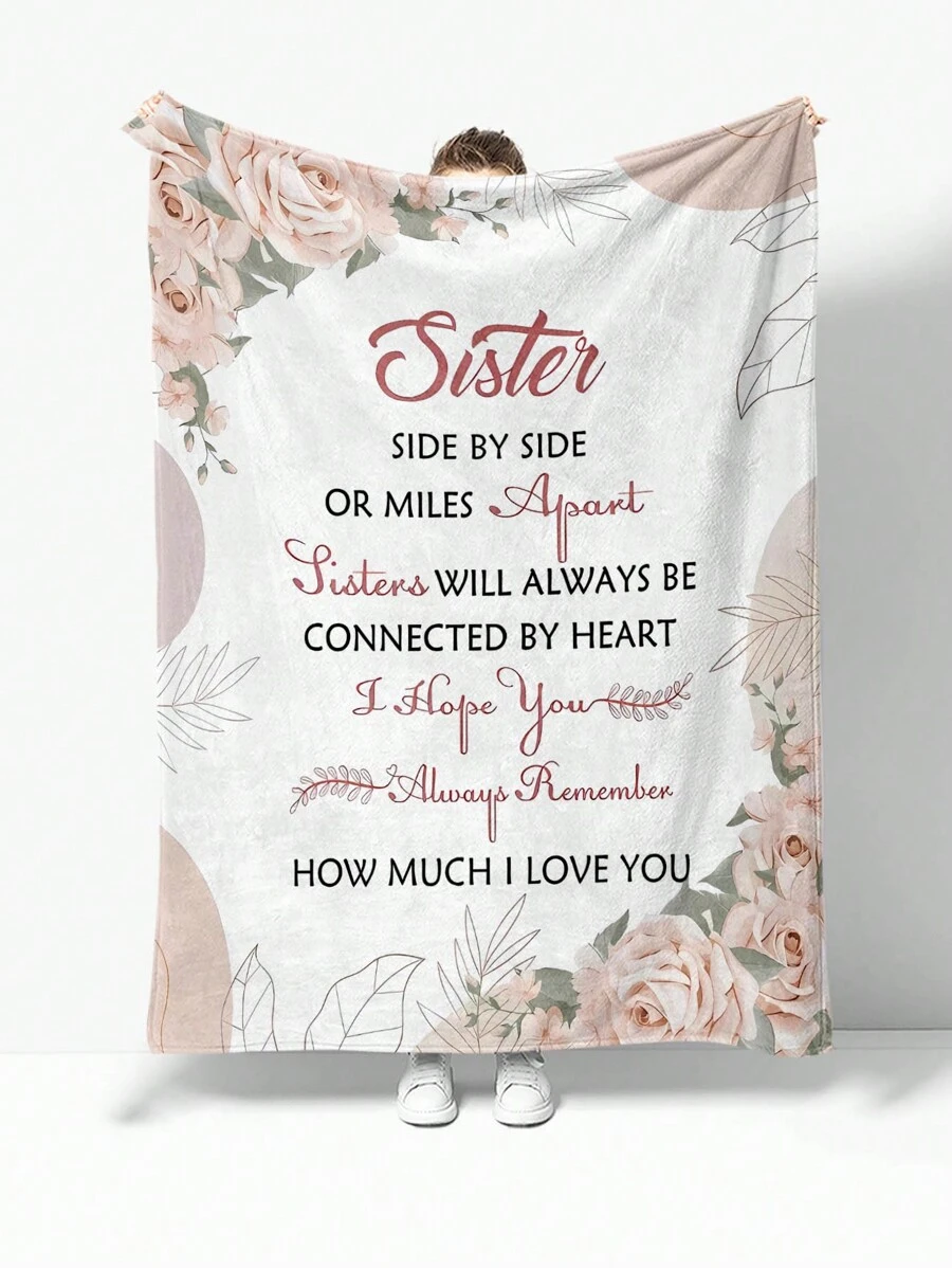 1pc Cartoon Envelope Pattern Flannel Throw Blanket, Home Room Decor, Picnics, Travels, Fluffy Cozy Blanket, Autumn Blanket, Gift For Sisters