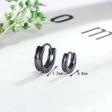 1 Miếng Nhỏ bé Tròn Đen Đa giác Hình dạng Tai Trụ Hình tam giác Hoa tai Dành Cho Nam Và Nữ - Màu Đen Súng - Xem 3