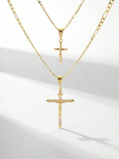 2入組簡約優雅的銅項鍊和吊墜套裝,適合送給情侶、朋友或閨蜜,日常佩戴和假期的完美選擇