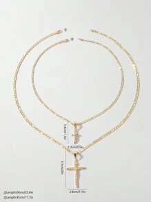 2入組簡約優雅的銅項鍊和吊墜套裝,適合送給情侶、朋友或閨蜜,日常佩戴和假期的完美選擇 - 金黃色 - 查看 11