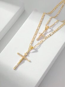 2入組簡約優雅的銅項鍊和吊墜套裝,適合送給情侶、朋友或閨蜜,日常佩戴和假期的完美選擇 - 金黃色 - 查看 7