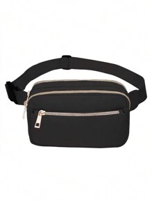 LIGENYANG 1入戶外運動跑步腰包,多功能時尚休閒肩胸包 - 黑色 - 查看 5