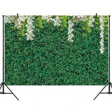 1 件綠葉牆白花婚禮攝影背景布肖像、工作室裝飾、照相亭道具 4 種尺寸 - 彩色 - 查看 2