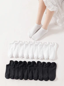 Sanrio 20 Pares De Calcetines Cortos De Corte Bajo Para Mujer Con Patrón De Rayas, Con Absorción De Sudor, Transpirabilidad Y Resistencia Al Olor, Perfectos Para Uso Diario