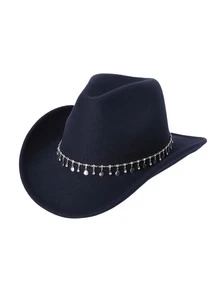 1 cái [Mũ cao bồi] Mũ cao bồi dành cho nữ Mũ cao bồi được trang trí bằng kim cương giả & tua rua sang trọng Mũ cao bồi phương Tây Mũ nhạc jazz thủ công với dây chuyền hợp kim nguyên chất Mũ hiệp sĩ được trang trí Mũ đội đầu dành cho nam Mũ cô dâu Tiệc tiệc Mũ đôi Mũ cao bồi Mũ cao bồi - Nhiều màu - Xem 16