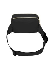 LIGENYANG 1入戶外運動跑步腰包,多功能時尚休閒肩胸包 - 黑色 - 查看 3