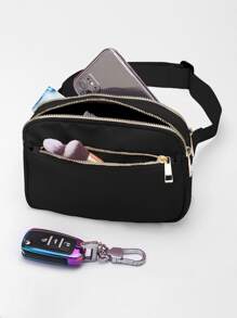 LIGENYANG 1入戶外運動跑步腰包,多功能時尚休閒肩胸包 - 黑色 - 查看 1