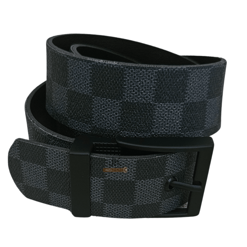 Cinto Masculino Preto Largo Xadrez com ilhos 3.8 cm Regulável Linha Premium JK