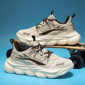 Men Colorblock Lace-Up Front Chunky Sneakers, Sport Outdoor Sneakers