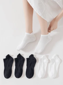 6入組黑白簡約日常全配通透除臭女性短襪,附耳支撐 - 彩色 - 查看 3