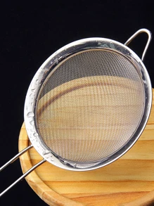 1pc Stainless Steel Wire Sieve Flour Sifter Oil Strainer Ladle For Home Kitchen Cooking Filter Tool - Silver - View 6