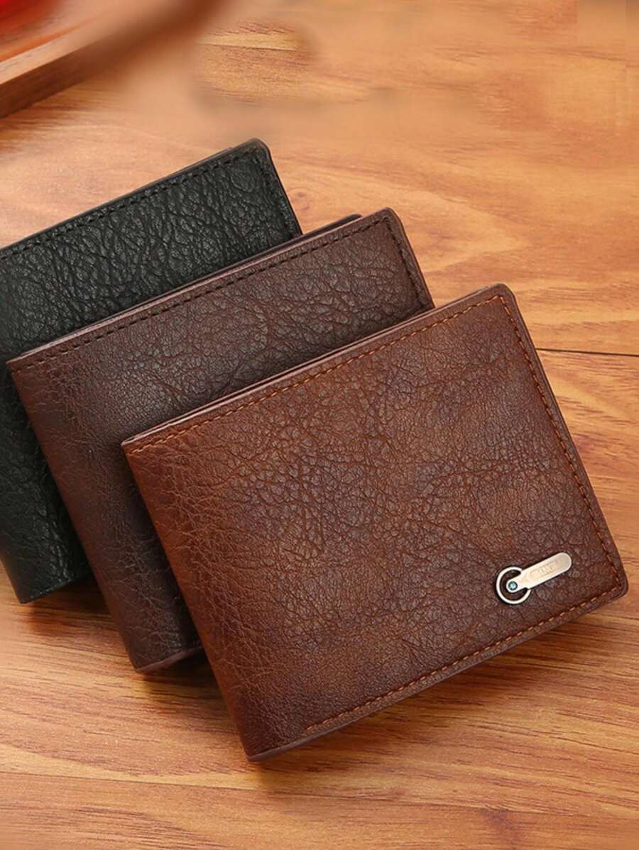 1pc Men's Leather Short Wallet Business Casual Purse Large Capacity Multi-Card Slots, Business Casual Style, Birthday Gift, Graduation Gift, Father's Day Gift