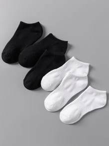 6pairs Black & White Striped Waistband Simple Daily Breathable Anti-Odor Women's Short Socks - Multicolor - View 2