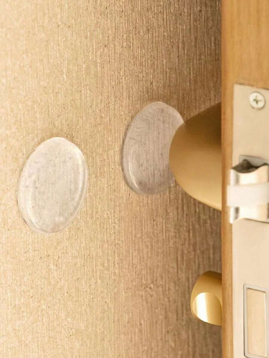 1pc Transparent Silicone Door Handle Bumper - White - View 1