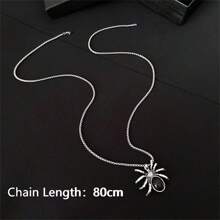 1入組哥德風不鏽鋼萬聖節頸鍊，銀色蜘蛛吊墜頸鍊 - 紅色蜘蛛珠 - 查看 4