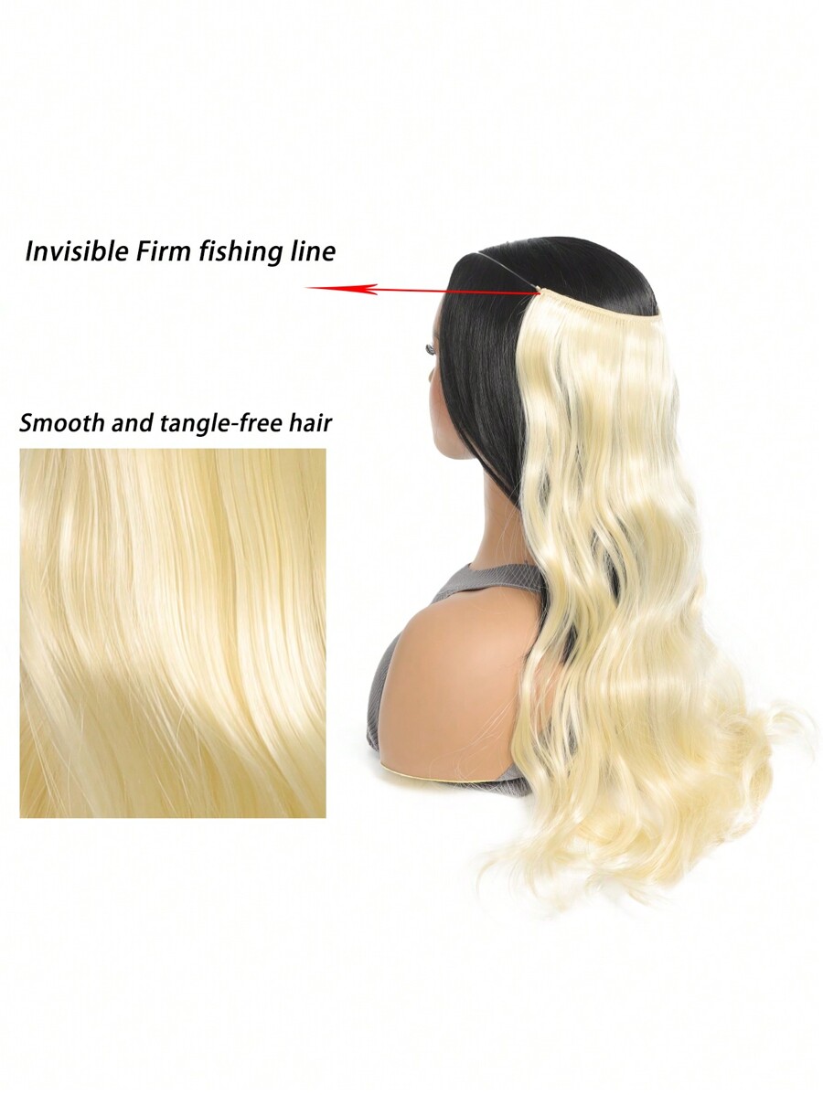 Synthetic 22 Inch Clipless Natural Hidden Wig Long Curly Hair Ladies