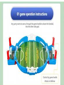 1pc Desktop Interactive 2 Player Soccer Game, Football Launcher Toy Game Gift For Leisure Entertainment - Blue and White - View 5