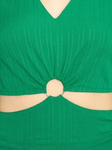 Beautiful Summer Fashion Palazzo With Solid Color, Side Cuts And Texture - Green - View 7