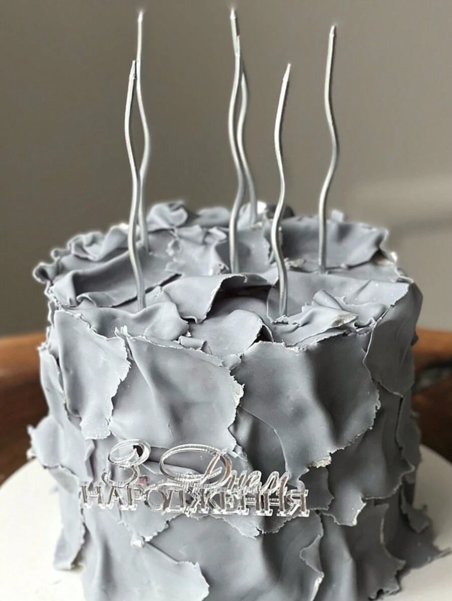 6pcs Gold-Plated Long & Curly Birthday Cake Candles Decoration